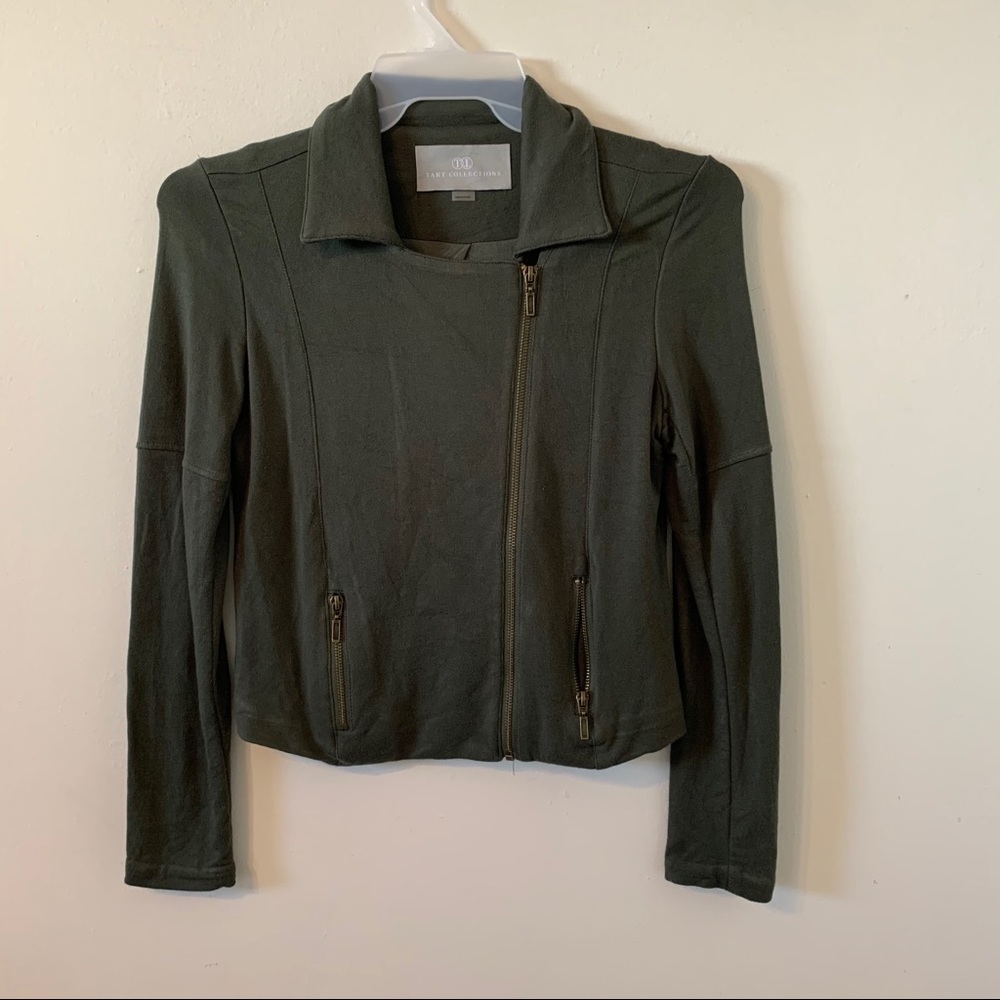 Tart Collections Green Full Zip Moto Jacket